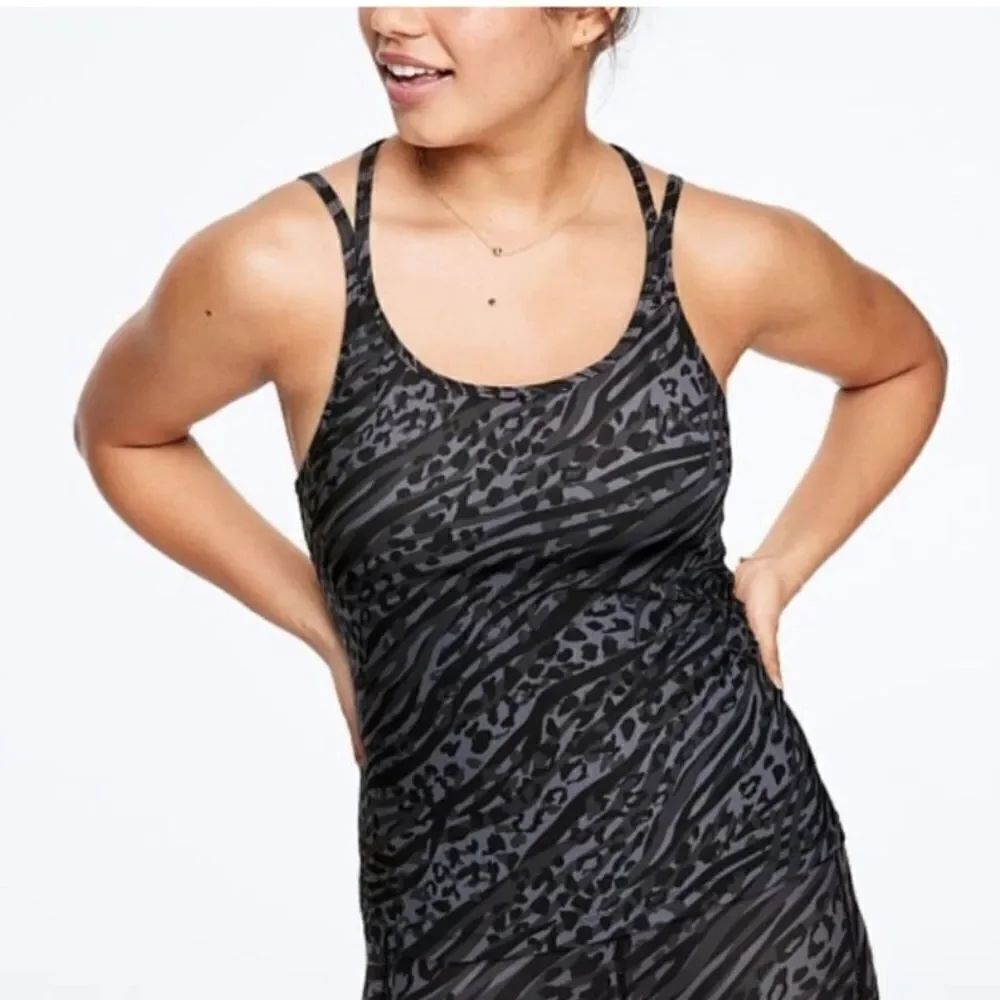 Victorias Secret Pink Buttery Soft Brami Sport Tank gray leopard print